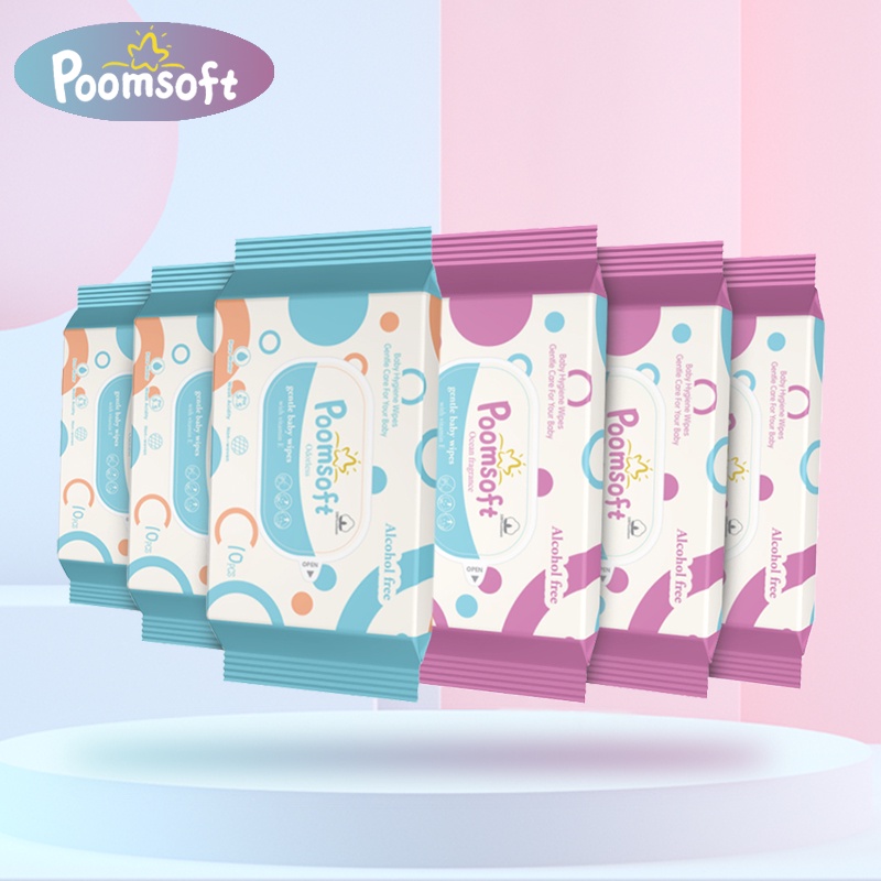 Poomsoft ทิสชูเปียก กระดาษทิชชู่เปียก 10pcs Baby Wipes