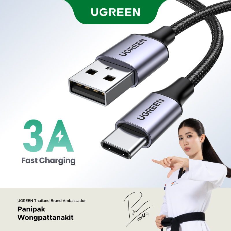 UGREEN สายชาร์จ ชาร์จเร็ว Type C 3A แบบ 90 องศา สำหรับ ซัมซุง Galaxy S9 ขนาด 100 ซม.