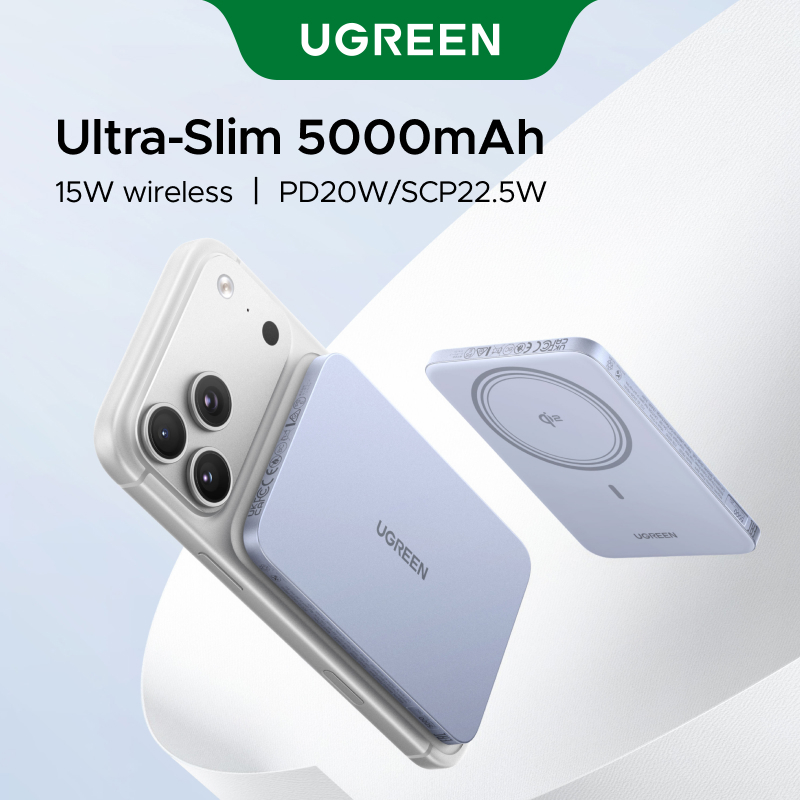 UGREEN Magnetic Wireless 15W 5000mAh Fast Charging Power Bank USB-C 20W