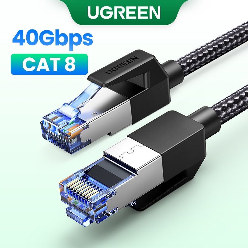 UGREEN สายแลนเครือข่ายอีเธอร์เน็ตไนล่อนถัก CAT8 40Gbps 2000MHz