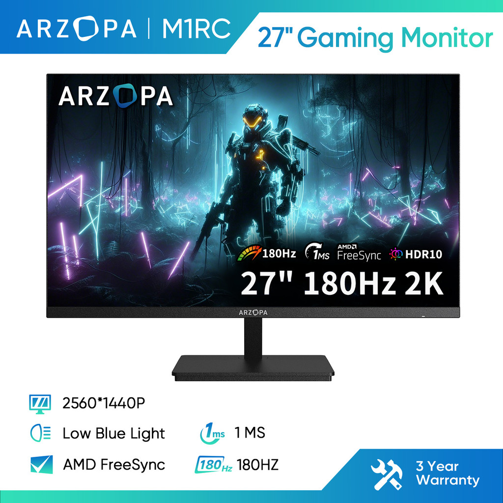 Arzopa 27" 180HZ Gaming Monitor - M1RC 2K QHD 2560x1440 IPS