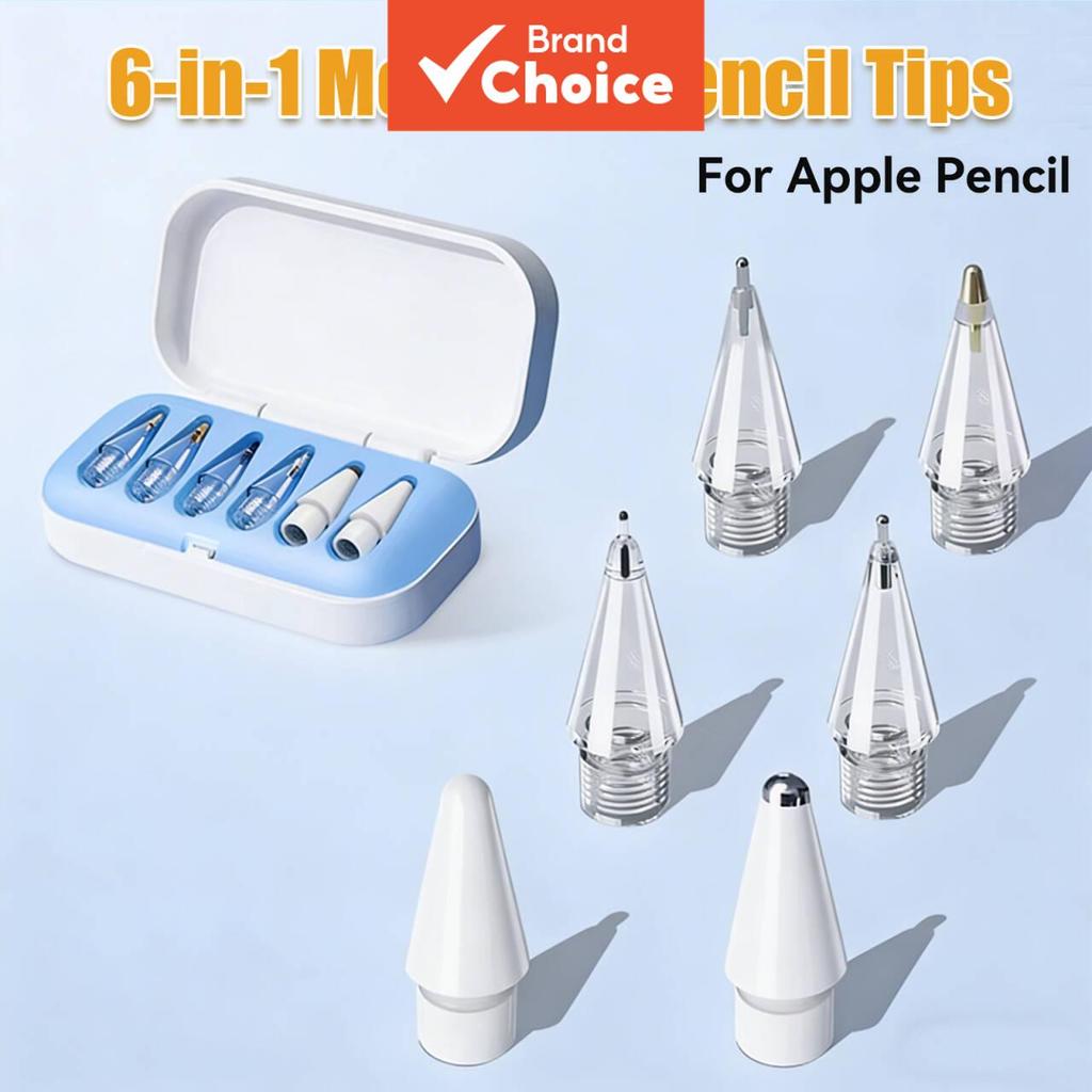 TOILEUM ชุดปลายปากกาหัวแหลม 6 ชิ้น สำหรับ Apple Pencil รุ่น 1/2/USB-C