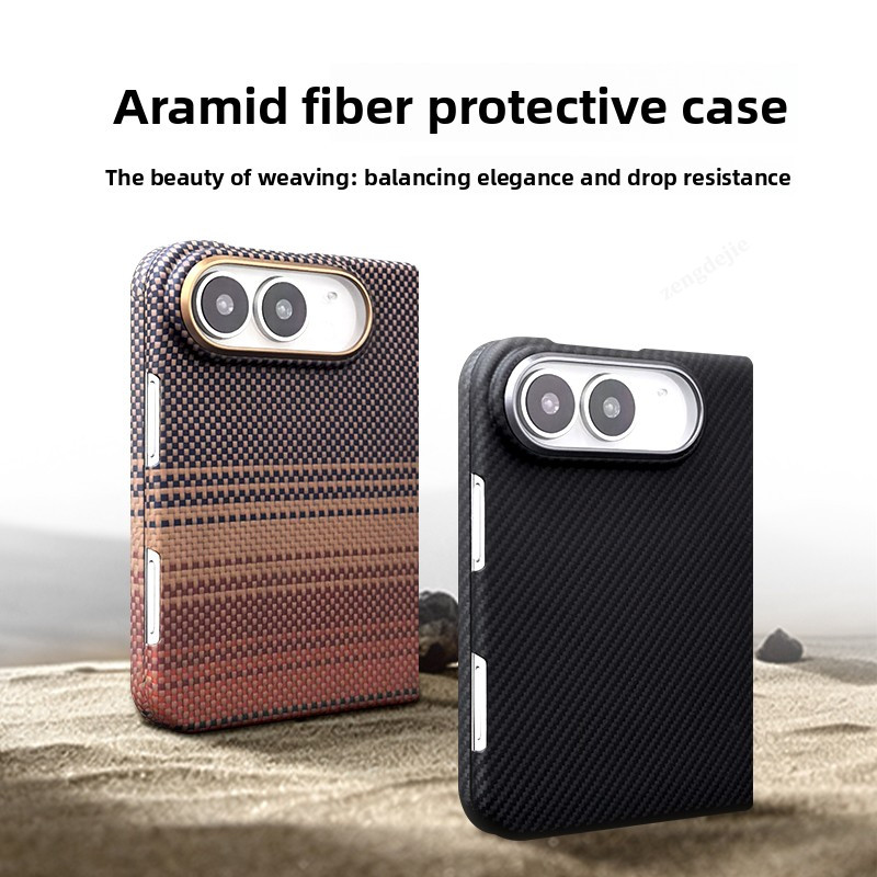 เคสโทรศัพท์แบบพับได้ไฟเบอร์อะรามิดแม่เหล็ก สำหรับไอโฟน