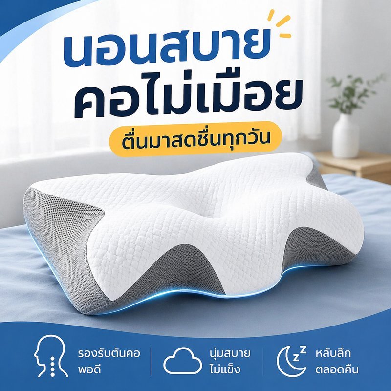 Deep Sleep หมอนเมมโมรี่โฟมสีเทา