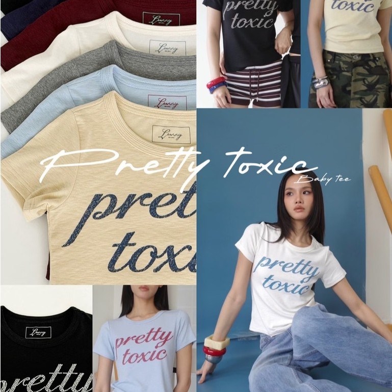 LOONNYSTORExBLACKLISTSECRETเสื้อยืดแขนสั้นรุ่น PrettyToxic&HighMaintenanceClub ทรง Baby tee ผ้านุ่มใส่สบาย