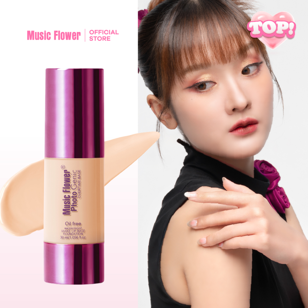 [Music Flower] Photo Genic รองพื้นเนื้อครีมบางเบากันน้ำคุมมัน ไม่เหนียวเหนอะหนะ 30 ML.