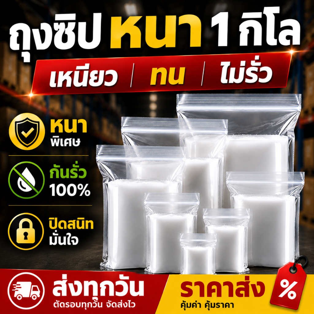 ถุงซิปใส รุ่นหนา ถุงซิปใส่เสื้อผ้า ถุงซิปใส่ของอเนกประสงค์