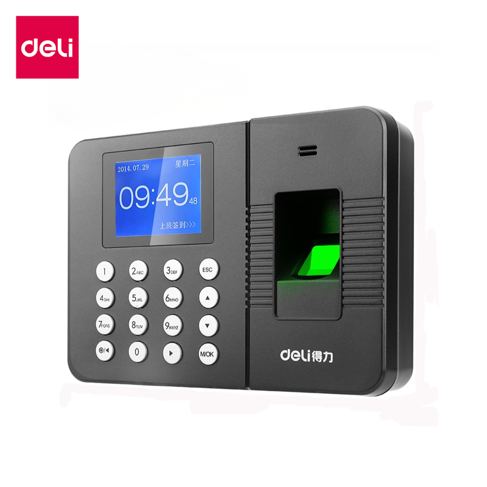 Deli เครื่องตอกบัตร เครื่องสแกนลายนิ้วมือ สแกนนิ้วมือลงเวลา ดึงข้อมูลผ่านUSB