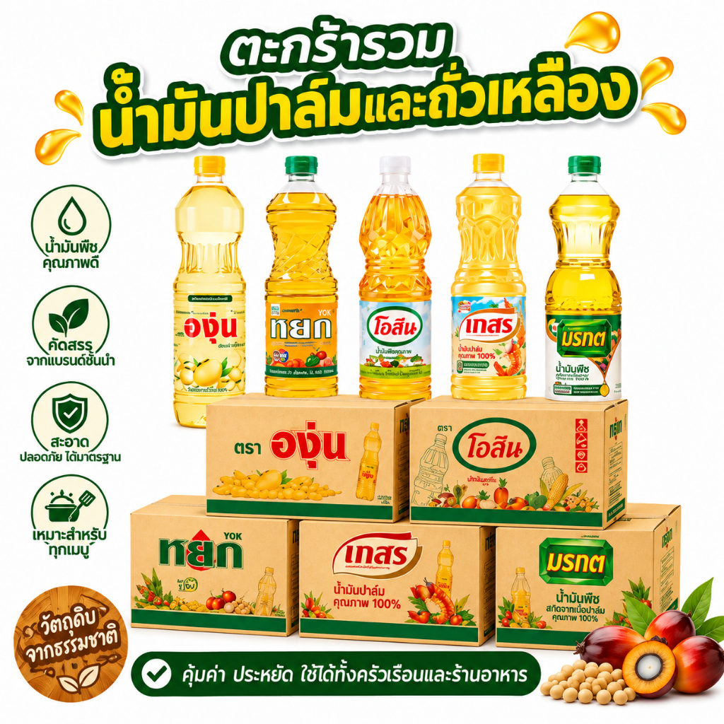 น้ำมันพืช 1 ลิตร 12 ขวด (ยกลัง)