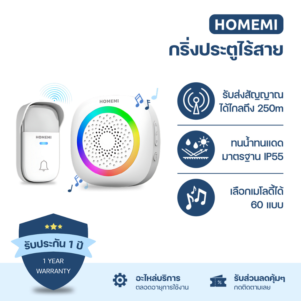 Homemi กริ่งไร้สาย