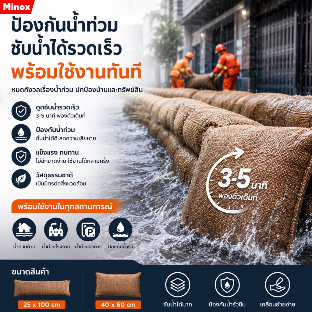 ถุงทรายควบคุมน้ำท่วม ถุงกันน้ำท่วม